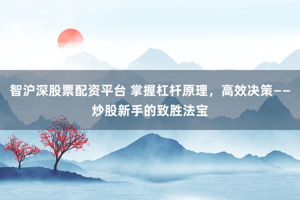 智沪深股票配资平台 掌握杠杆原理，高效决策——炒股新手的致胜法宝