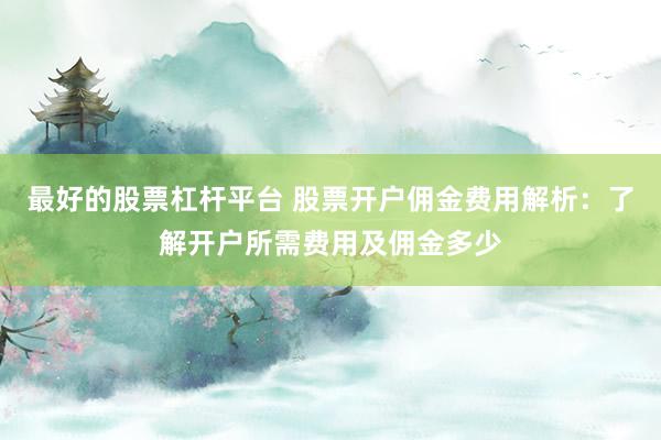 最好的股票杠杆平台 股票开户佣金费用解析：了解开户所需费用及佣金多少