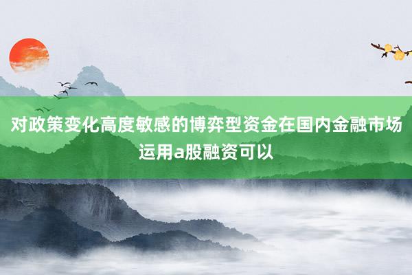 对政策变化高度敏感的博弈型资金在国内金融市场运用a股融资可以