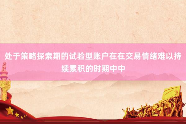 处于策略探索期的试验型账户在在交易情绪难以持续累积的时期中中