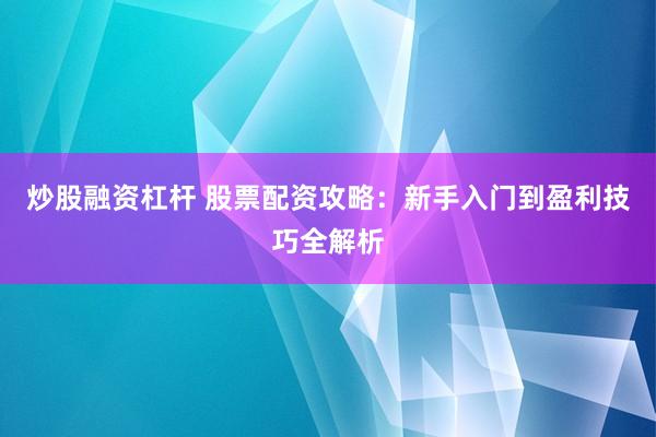 炒股融资杠杆 股票配资攻略：新手入门到盈利技巧全解析