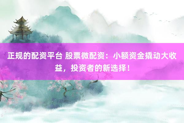 正规的配资平台 股票微配资:小额资金撬动大收益,投资者的新选择!
